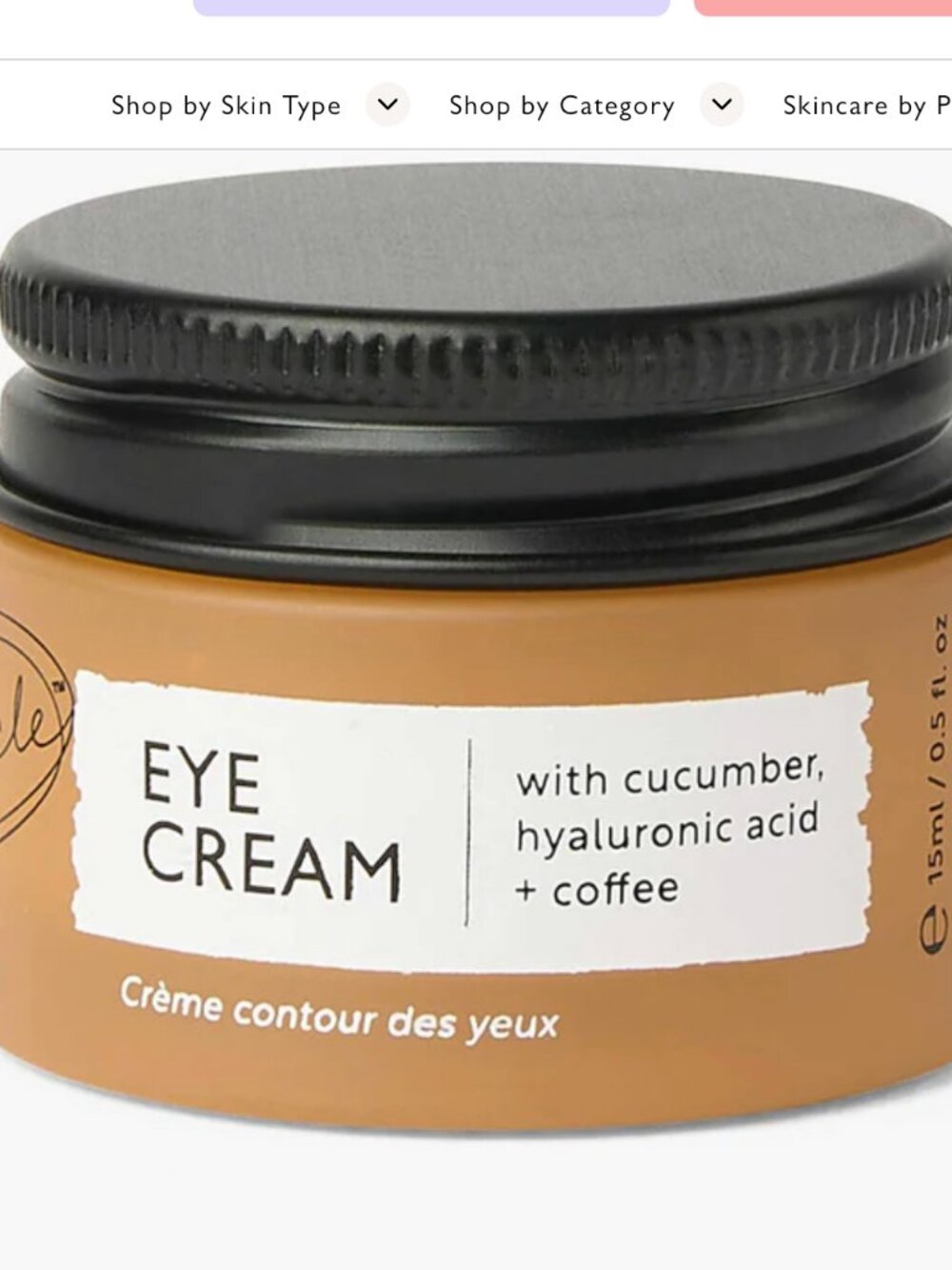 UpCirlce Eye Cream with Hyaluronic Acid & Coffee